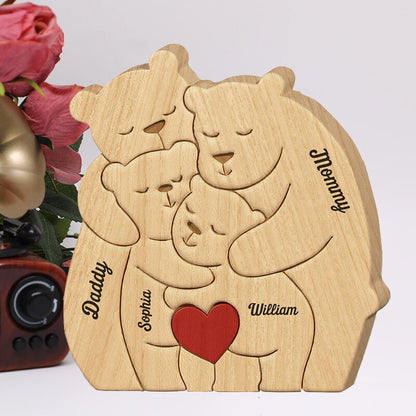 Gepersonaliseerde schattige beren familiepuzzel warm cadeau voor familie