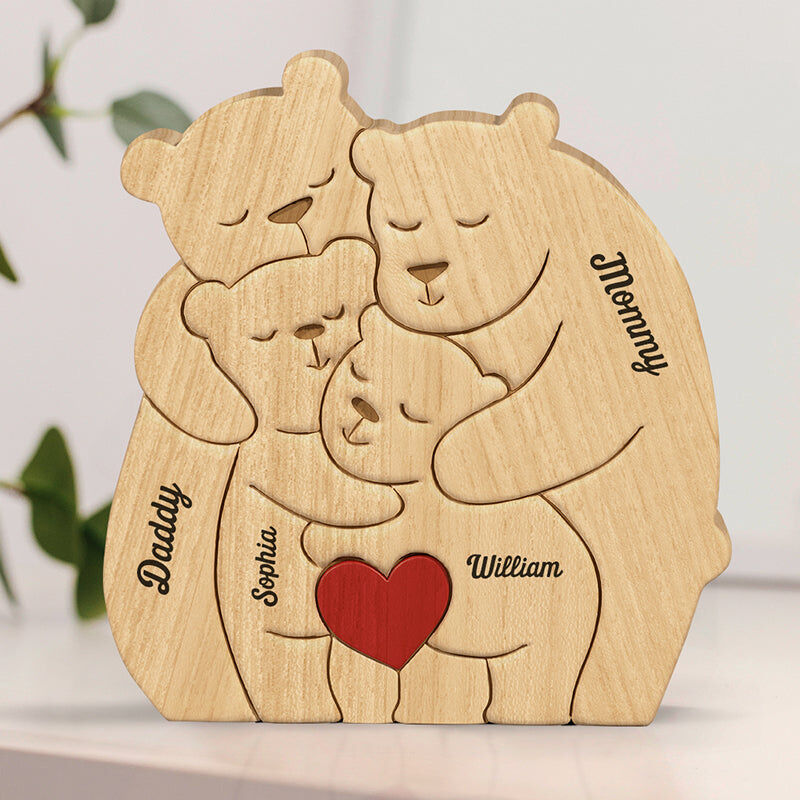 Gepersonaliseerde schattige beren familiepuzzel warm cadeau voor familie