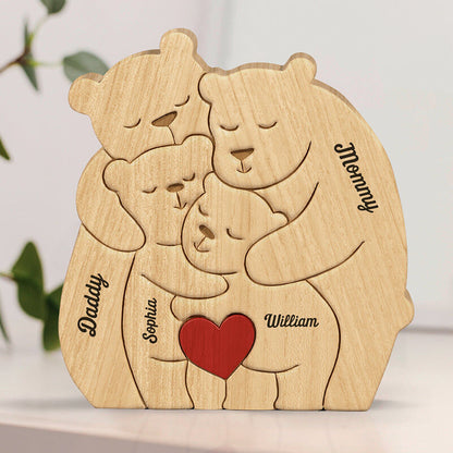 Gepersonaliseerde schattige beren familiepuzzel warm cadeau voor familie