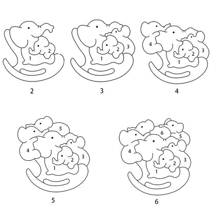 Gepersonaliseerde schattige olifant familie houten puzzel met schommelstoel cadeau voor mama
