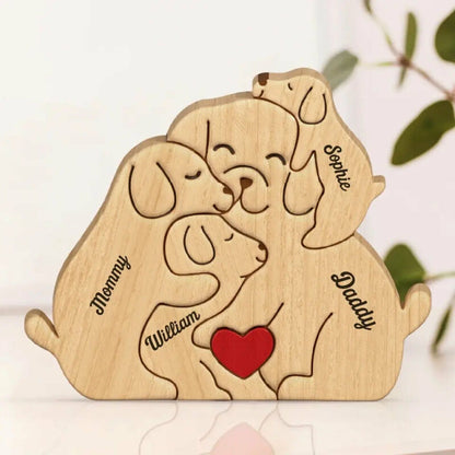 Gepersonaliseerde hondenfamilie houten puzzel Warm cadeau voor familie