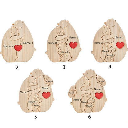 Gepersonaliseerde beerfamilie houten puzzel Gepersonaliseerde familienaam Warm cadeau