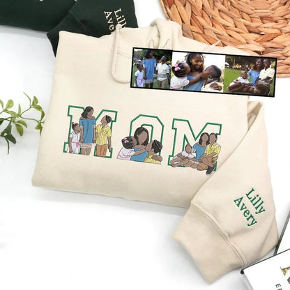 Familieportret hoodie voor gezin met 3 kinderen gepersonaliseerde karikatuur verjaardagscadeau