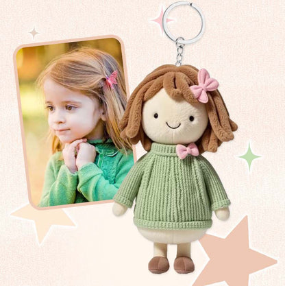 Gepersonaliseerde babyfoto pluchen poppen sleutelhanger