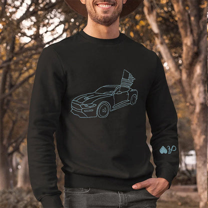 Aangepaste auto sweatshirt, aangepaste auto overzicht sweatshirt, geborduurde auto sweatshirt