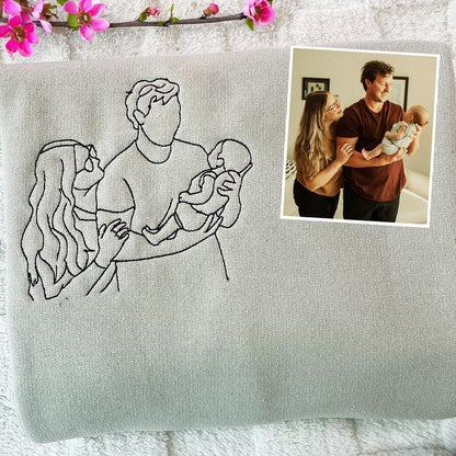 Gepersonaliseerde geborduurde sweater voor Moederdag | Laat een foto borduren – Een uniek cadeau voor mama