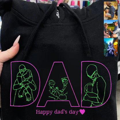 Gepersonaliseerde vadersweater met foto, geborduurd portret van foto op hoodie