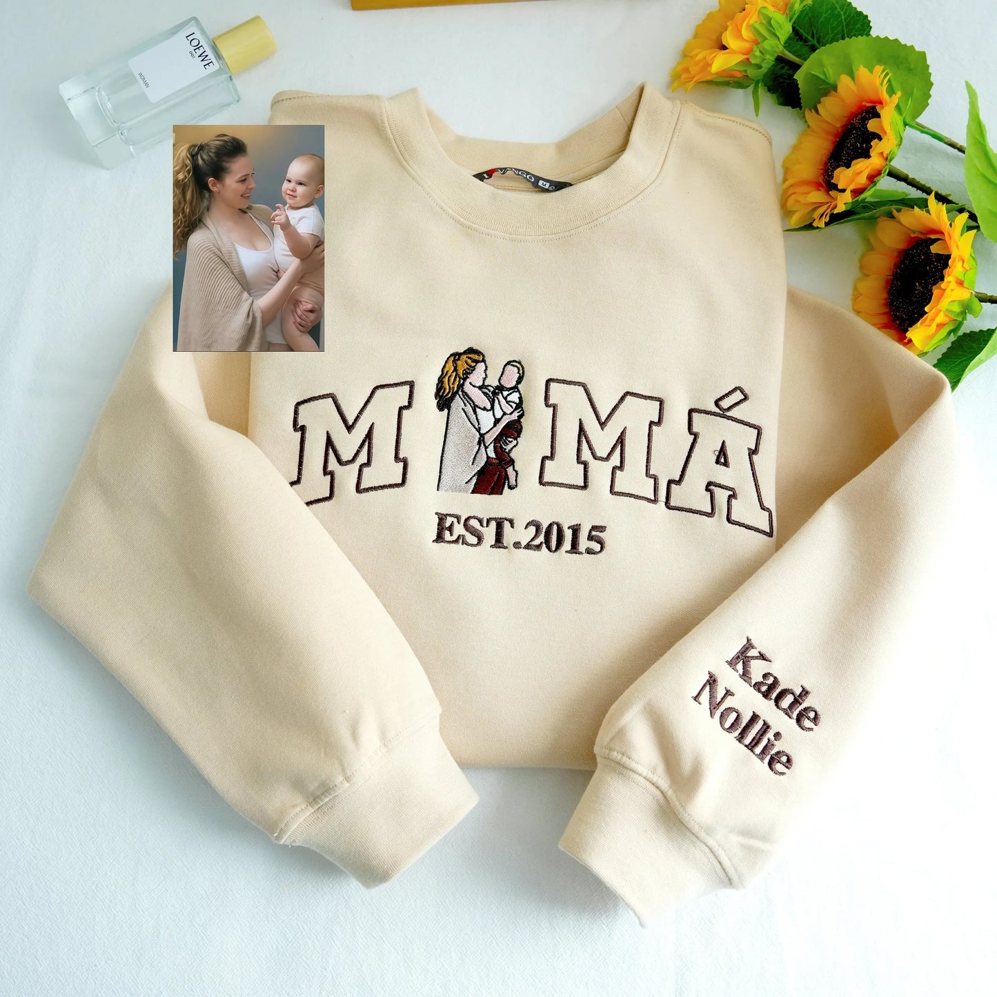 Gepersonaliseerde mama trui met naam geborduurd Moederdag cadeau oversized fleece