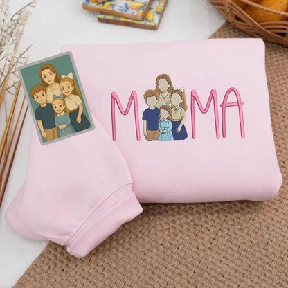 Geborduurde mama capuchontrui gepersonaliseerde moedernaam warm wintercadeau