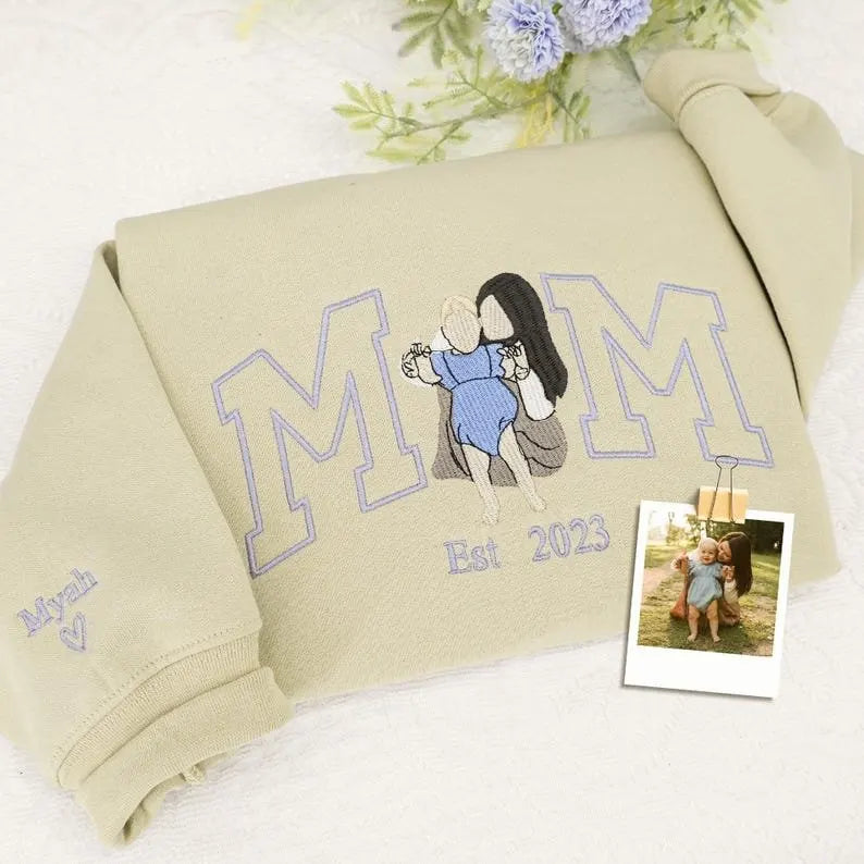 Gepersonaliseerde mama trui met naam geborduurd Moederdag cadeau oversized fleece
