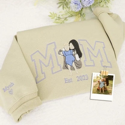 Gepersonaliseerde mama trui met naam geborduurd Moederdag cadeau oversized fleece
