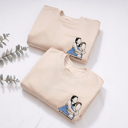 Op maat geborduurd sweatshirt portret muziekspeler Moederdag cadeau