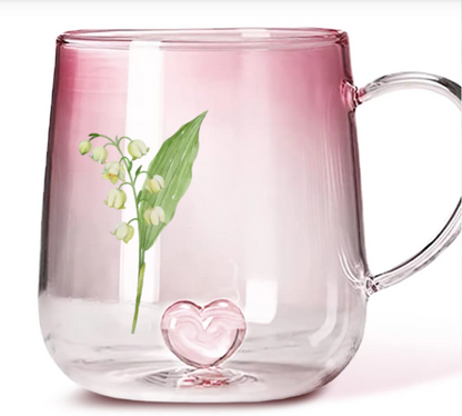 Gepersonaliseerde Roze Glazen Mok Met Kleurverloop – Jouw Geboortebloem & Naam Cadeau