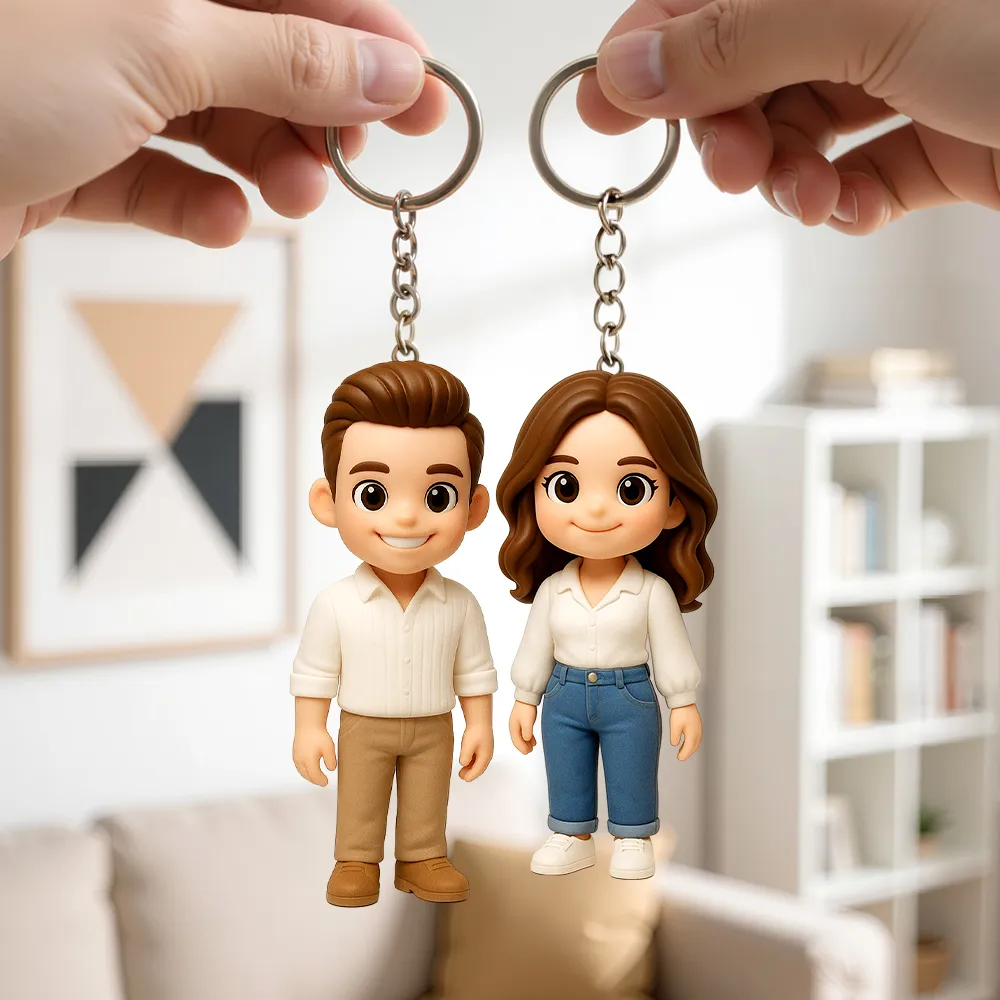 Gepersonaliseerde sleutelhanger met 3D-figuur van foto, gepersonaliseerd cadeau voor leraren