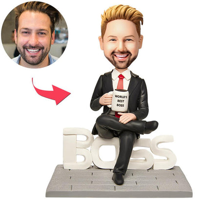 Dominante mannelijke baas WORLD BEST BOSS Aangepaste bobblehead met gegraveerde tekst