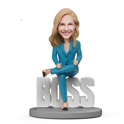 Dominant Lady Boss WORLD BEST BOSS Individueel bobblehead-figuur met gegraveerde tekst als cadeau voor de baas