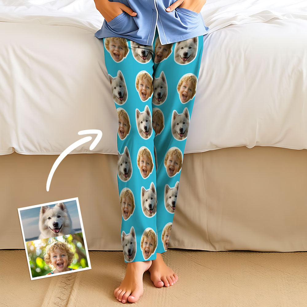 Aangepaste familiegezichten pyjamafeest unisex lange pyjamabroek beste kerstcadeaus voor familie