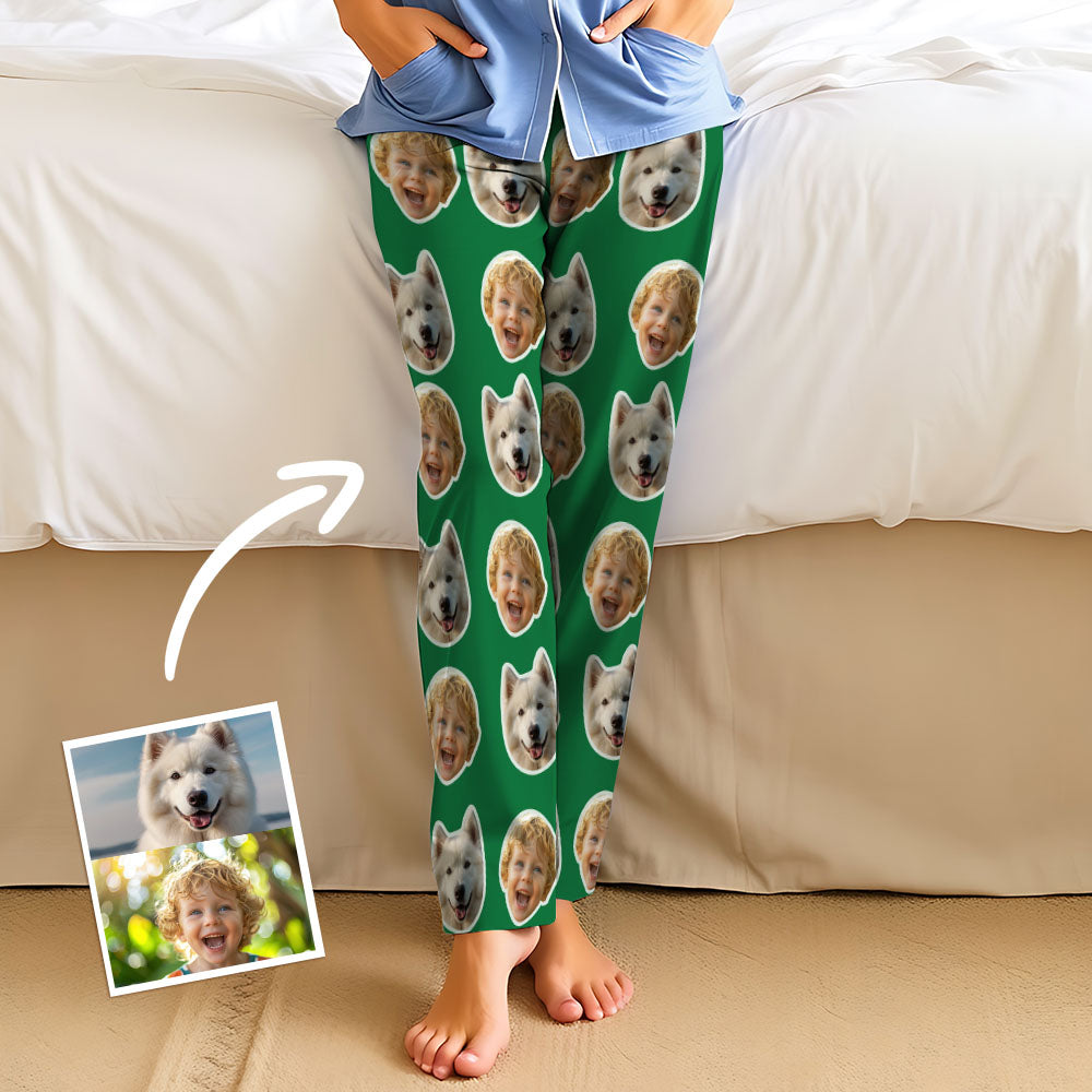 Aangepaste familiegezichten pyjamafeest unisex lange pyjamabroek beste kerstcadeaus voor familie