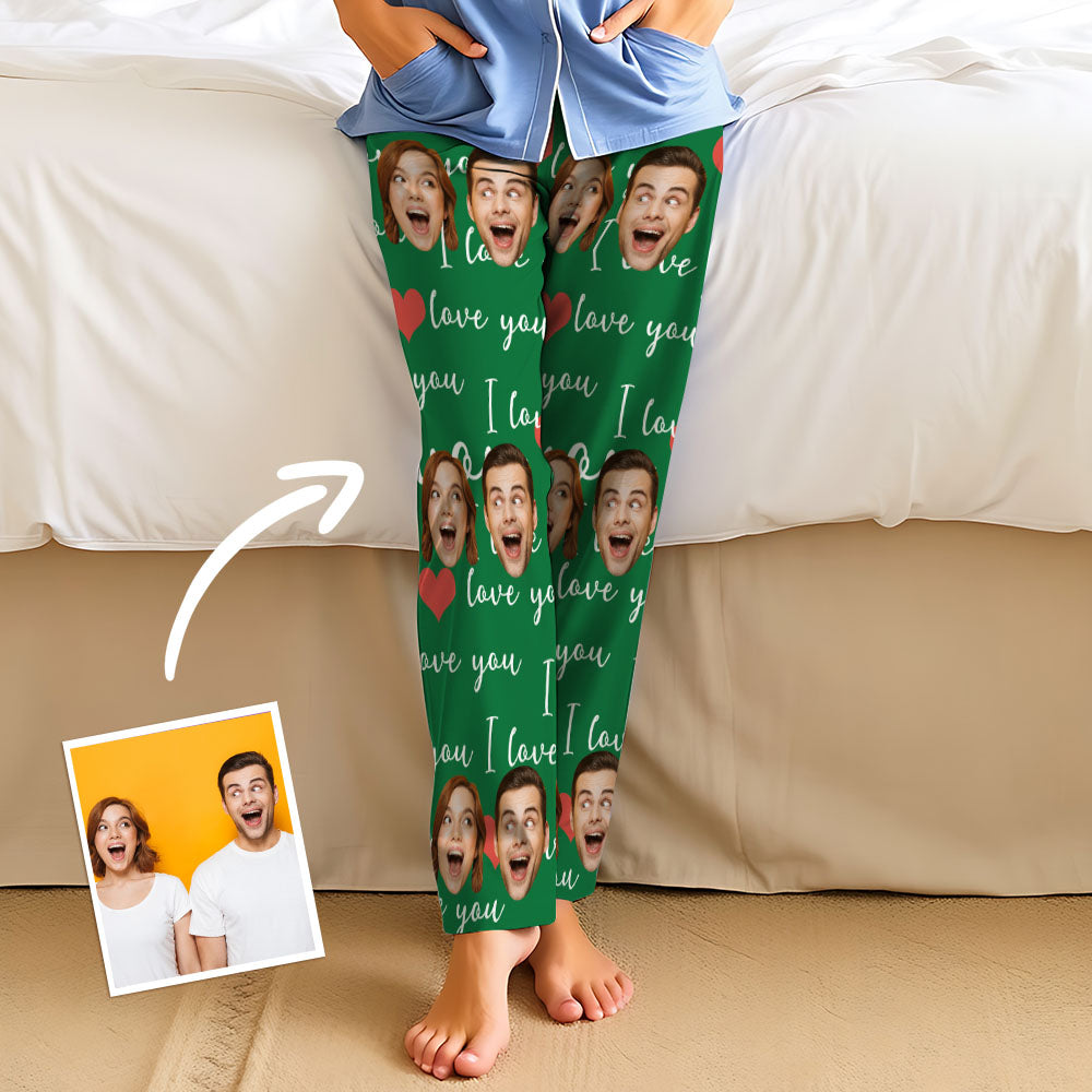 Aangepaste gezichtspyjama Lange unisex pyjamabroek voor feest