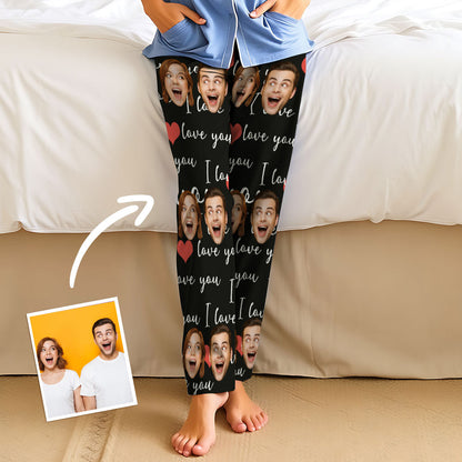 Aangepaste gezichtspyjama Lange unisex pyjamabroek voor feest