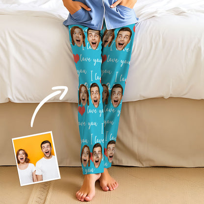 Aangepaste gezichtspyjama Lange unisex pyjamabroek voor feest