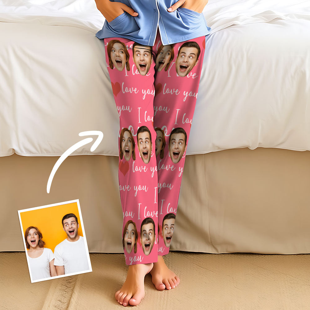 Aangepaste gezichtspyjama Lange unisex pyjamabroek voor feest