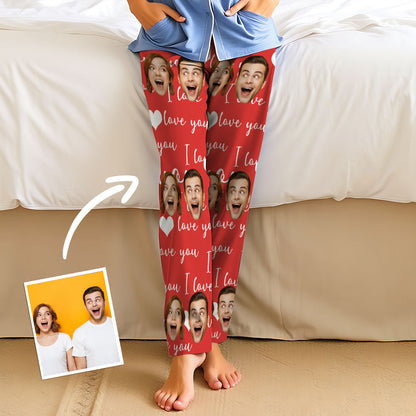 Aangepaste gezichtspyjama Lange unisex pyjamabroek voor feest