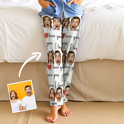 Aangepaste gezichtspyjama Lange unisex pyjamabroek voor feest