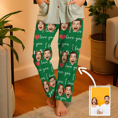 Aangepaste gezichtspyjama Lange unisex pyjamabroek voor feest