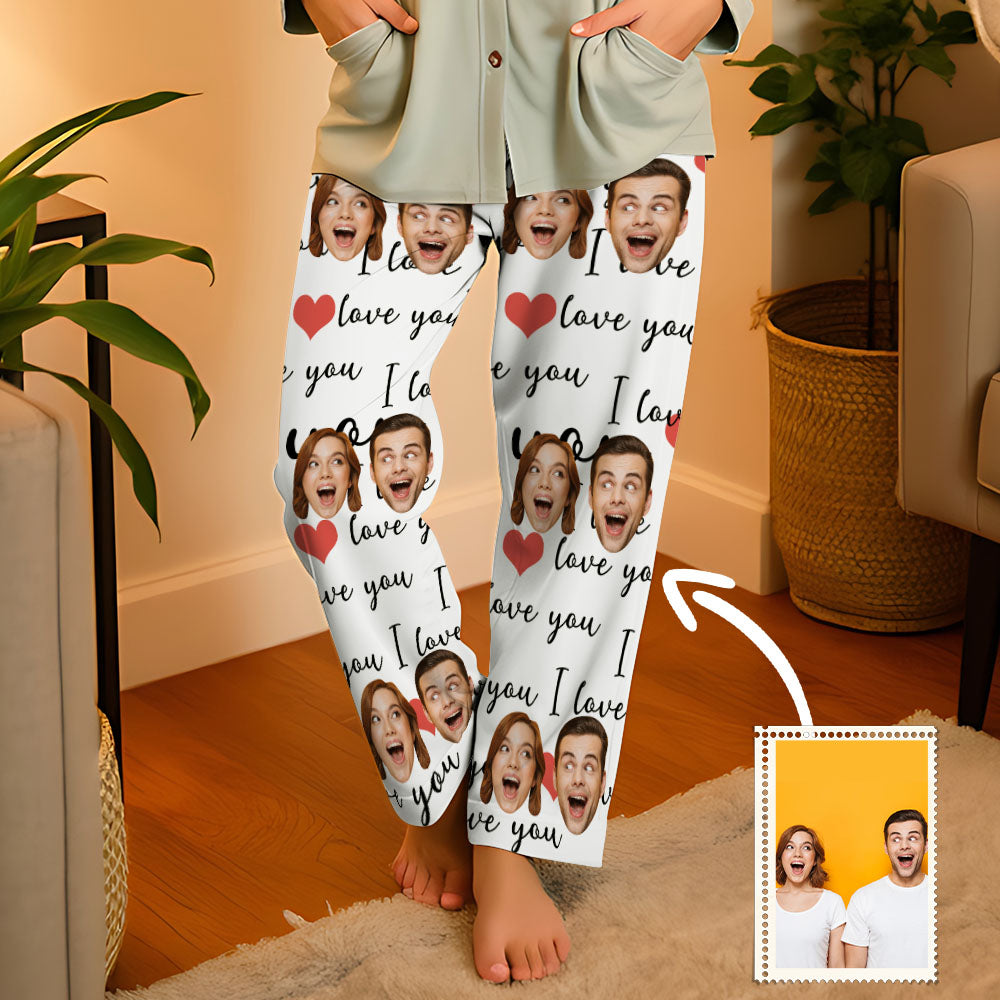 Aangepaste gezichtspyjama Lange unisex pyjamabroek voor feest