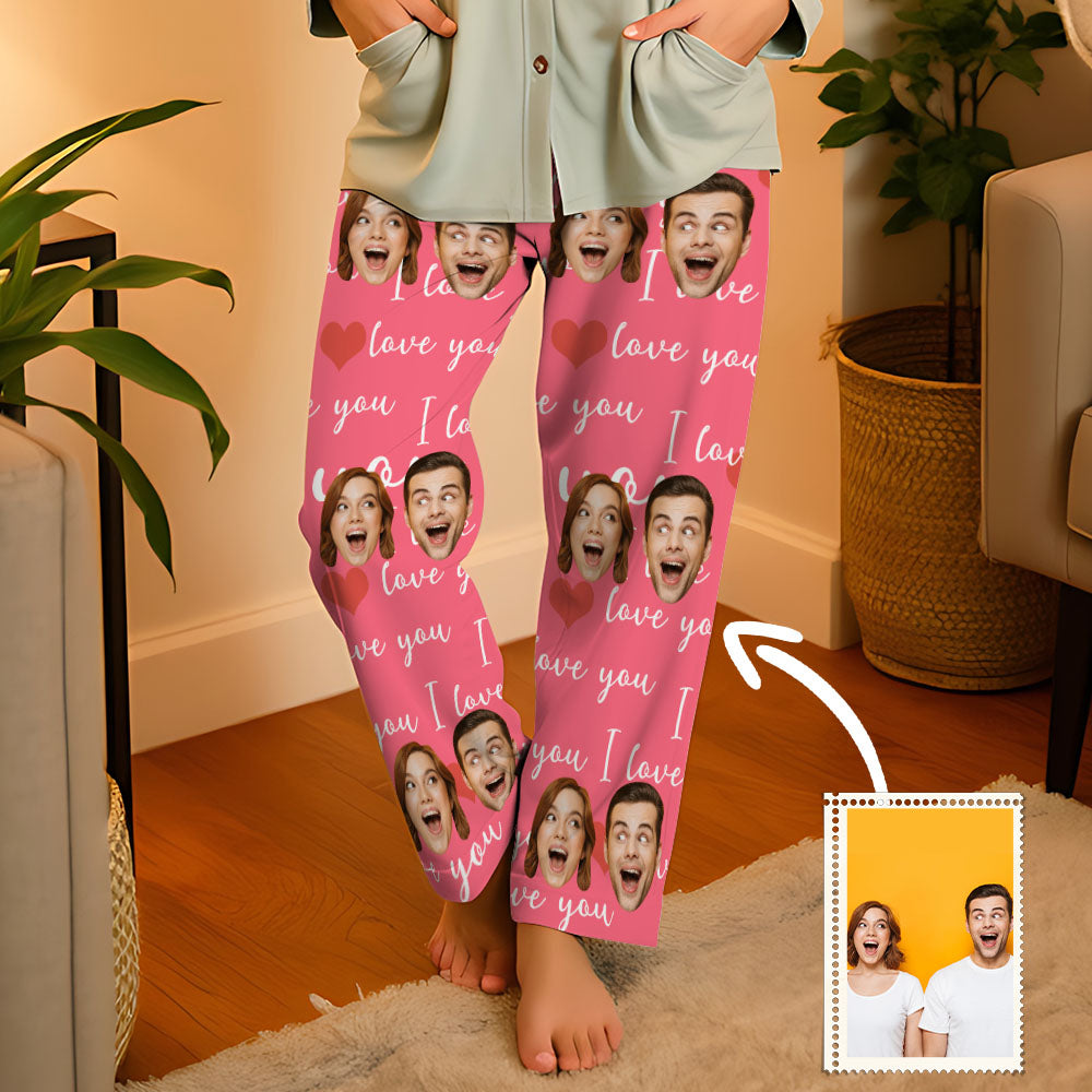 Aangepaste gezichtspyjama Lange unisex pyjamabroek voor feest