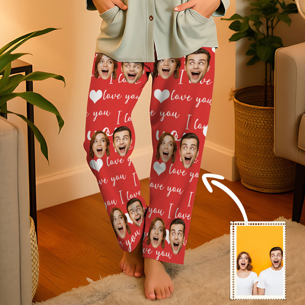 Aangepaste gezichtspyjama Lange unisex pyjamabroek voor feest