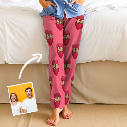 Aangepaste gezicht Open je hart pyjamafeest Unisex lange pyjamabroek