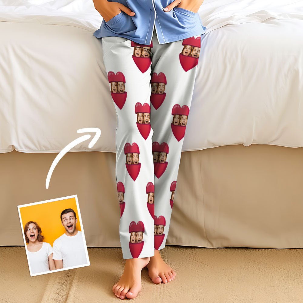 Aangepaste gezicht Open je hart pyjamafeest Unisex lange pyjamabroek