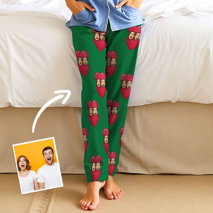 Aangepaste gezicht Open je hart pyjamafeest Unisex lange pyjamabroek