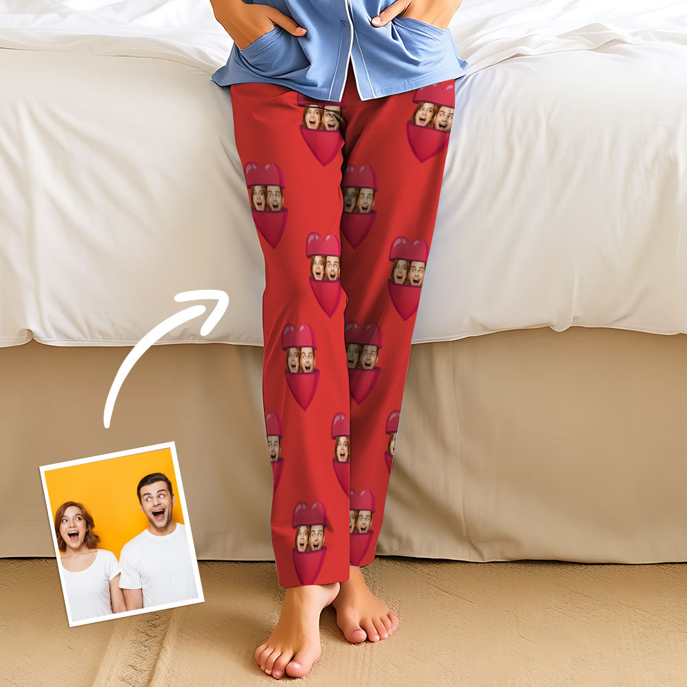 Aangepaste gezicht Open je hart pyjamafeest Unisex lange pyjamabroek