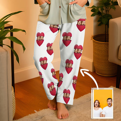 Aangepaste gezicht Open je hart pyjamafeest Unisex lange pyjamabroek