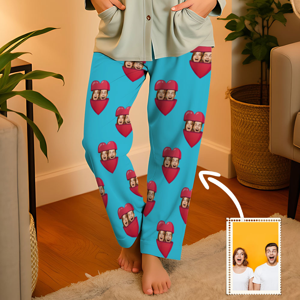 Aangepaste gezicht Open je hart pyjamafeest Unisex lange pyjamabroek