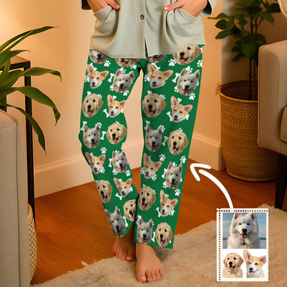 Aangepaste hond gezicht pyjama partij lange unisex pyjamabroek beste kerstcadeaus voor dierenliefhebbers