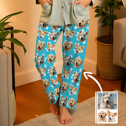 Aangepaste hond gezicht pyjama partij lange unisex pyjamabroek beste kerstcadeaus voor dierenliefhebbers