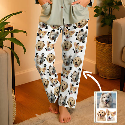 Aangepaste hond gezicht pyjama partij lange unisex pyjamabroek beste kerstcadeaus voor dierenliefhebbers