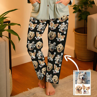 Aangepaste hond gezicht pyjama partij lange unisex pyjamabroek beste kerstcadeaus voor dierenliefhebbers