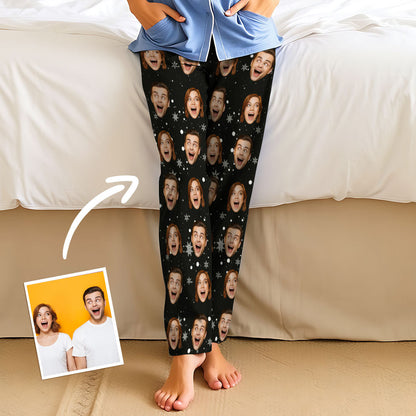 Aangepaste familiegezichten pyjamafeest unisex lange pyjamabroek beste kerstcadeaus voor familie