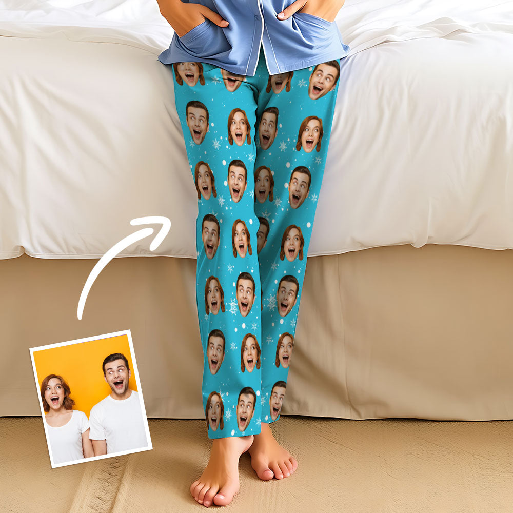 Aangepaste familiegezichten pyjamafeest unisex lange pyjamabroek beste kerstcadeaus voor familie