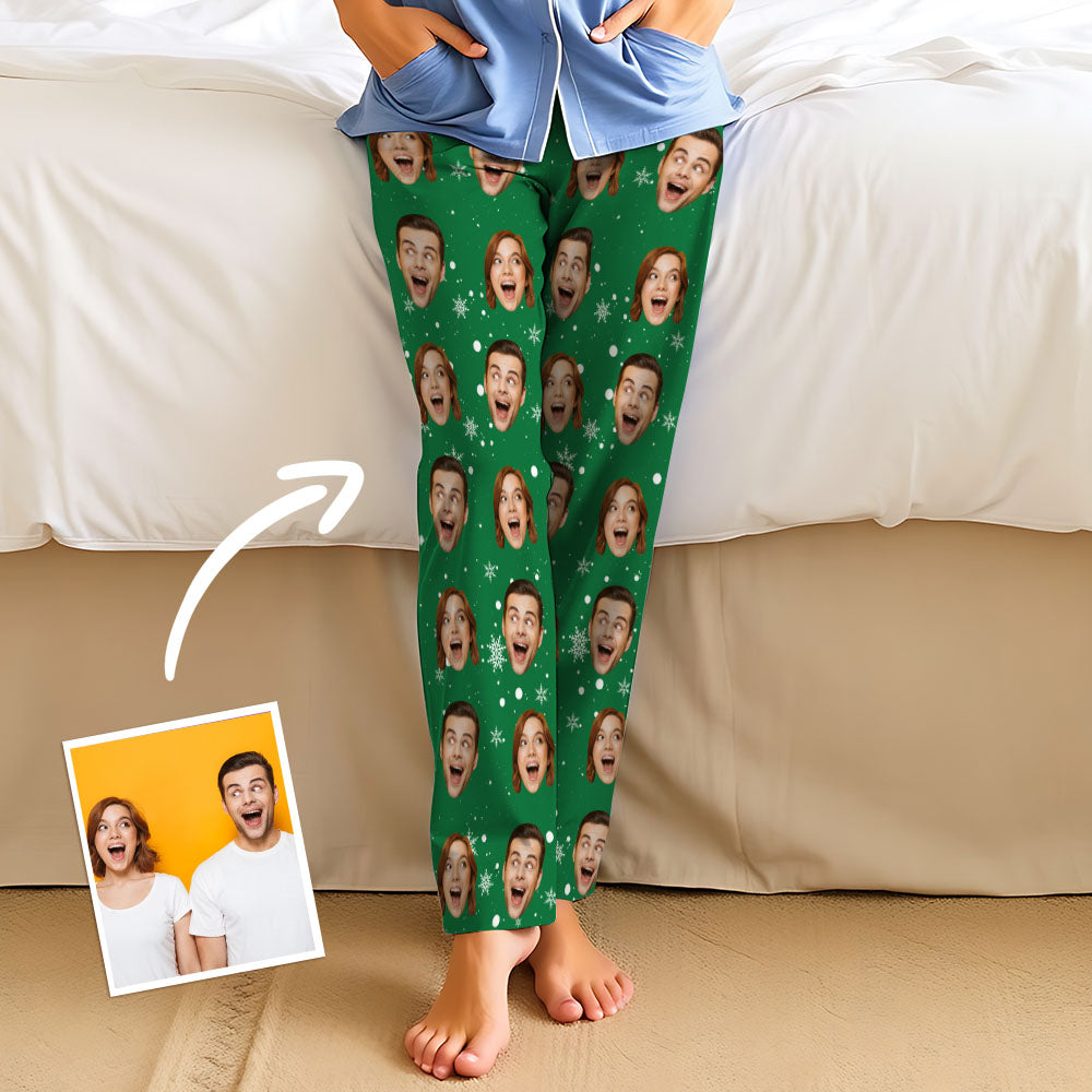 Aangepaste familiegezichten pyjamafeest unisex lange pyjamabroek beste kerstcadeaus voor familie