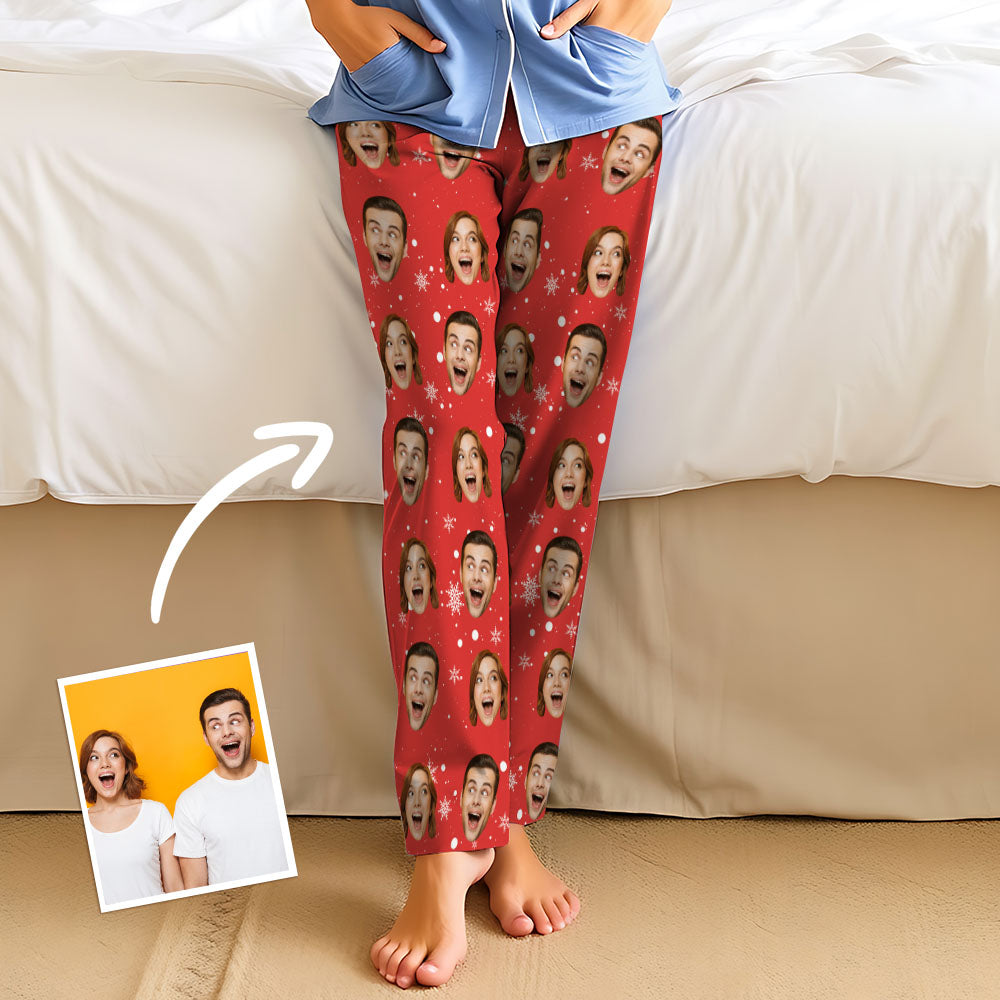 Aangepaste familiegezichten pyjamafeest unisex lange pyjamabroek beste kerstcadeaus voor familie