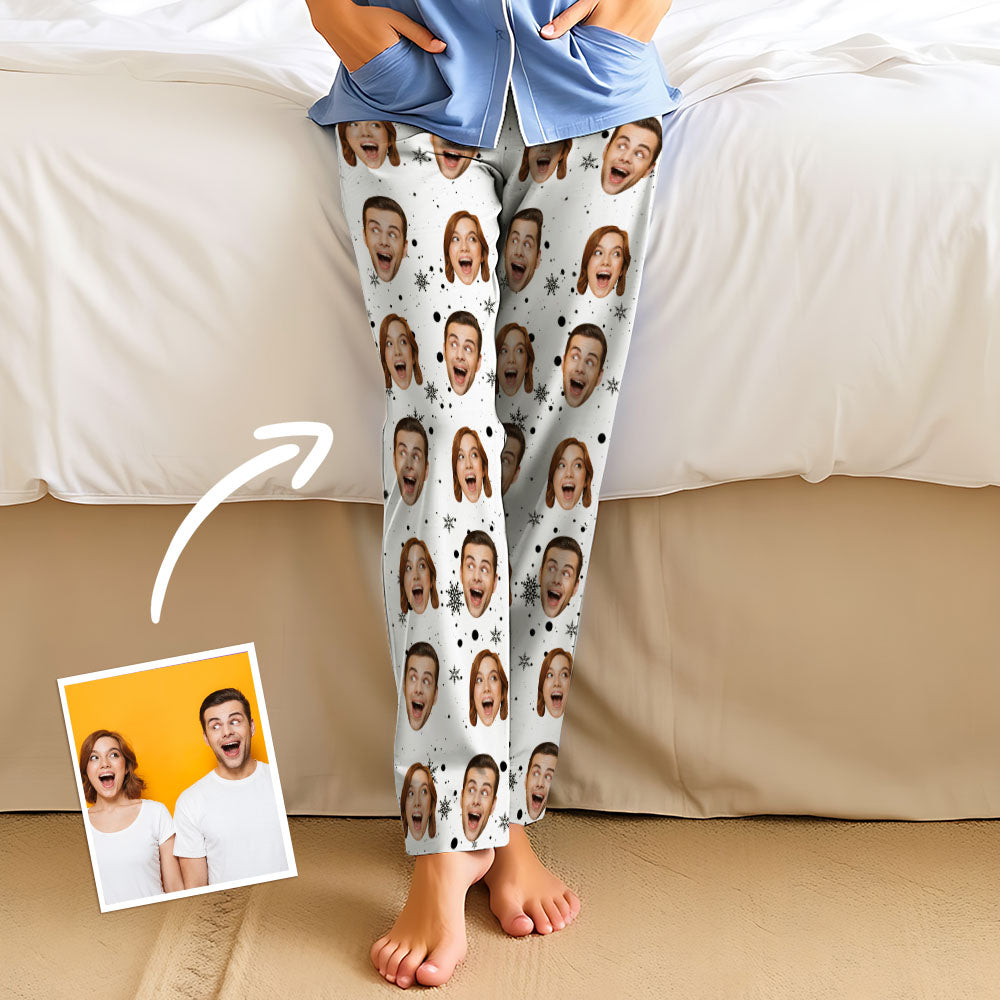 Aangepaste familiegezichten pyjamafeest unisex lange pyjamabroek beste kerstcadeaus voor familie