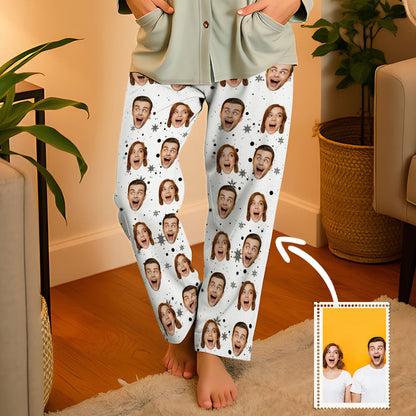 Aangepaste familiegezichten pyjamafeest unisex lange pyjamabroek beste kerstcadeaus voor familie