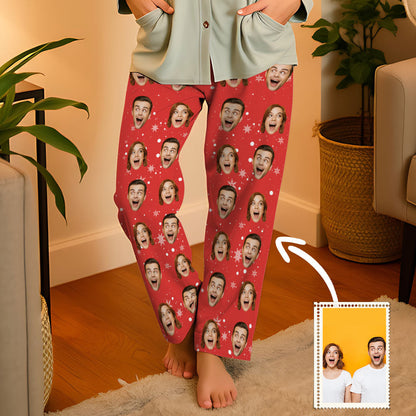 Aangepaste familiegezichten pyjamafeest unisex lange pyjamabroek beste kerstcadeaus voor familie