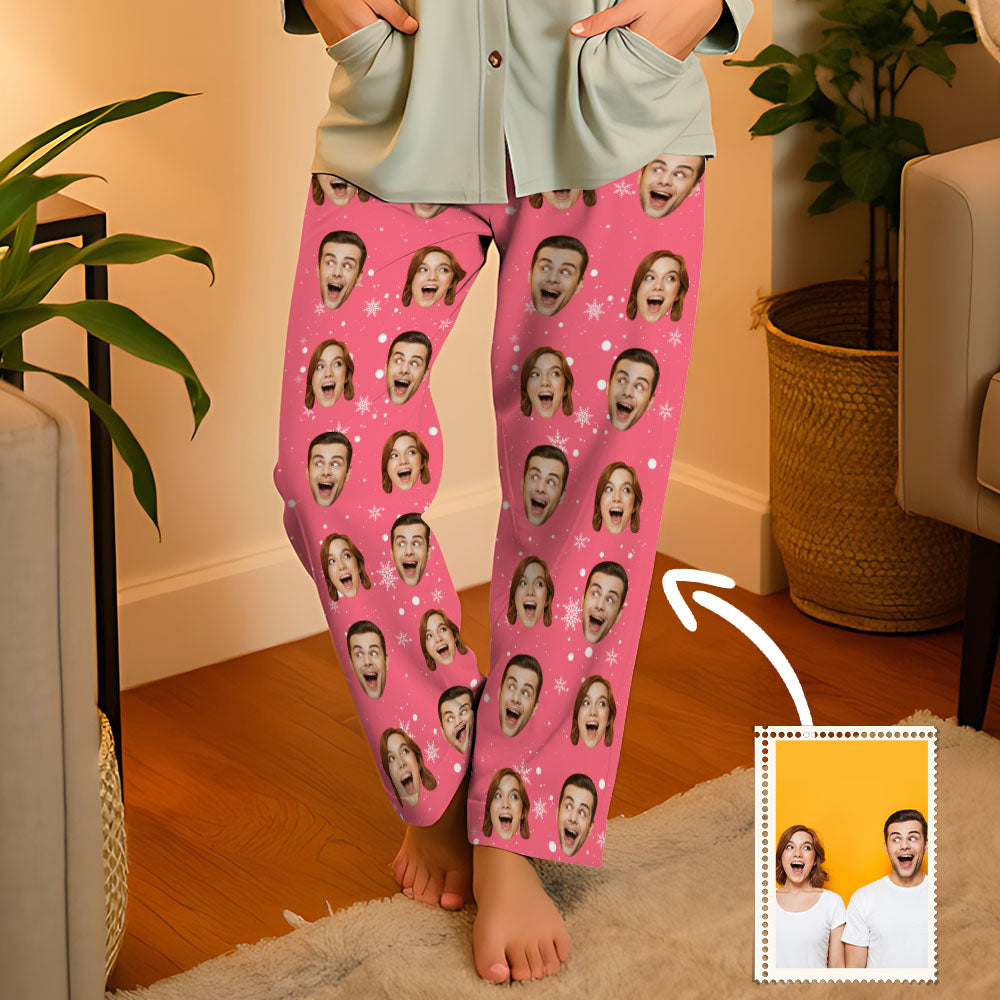 Aangepaste familiegezichten pyjamafeest unisex lange pyjamabroek beste kerstcadeaus voor familie